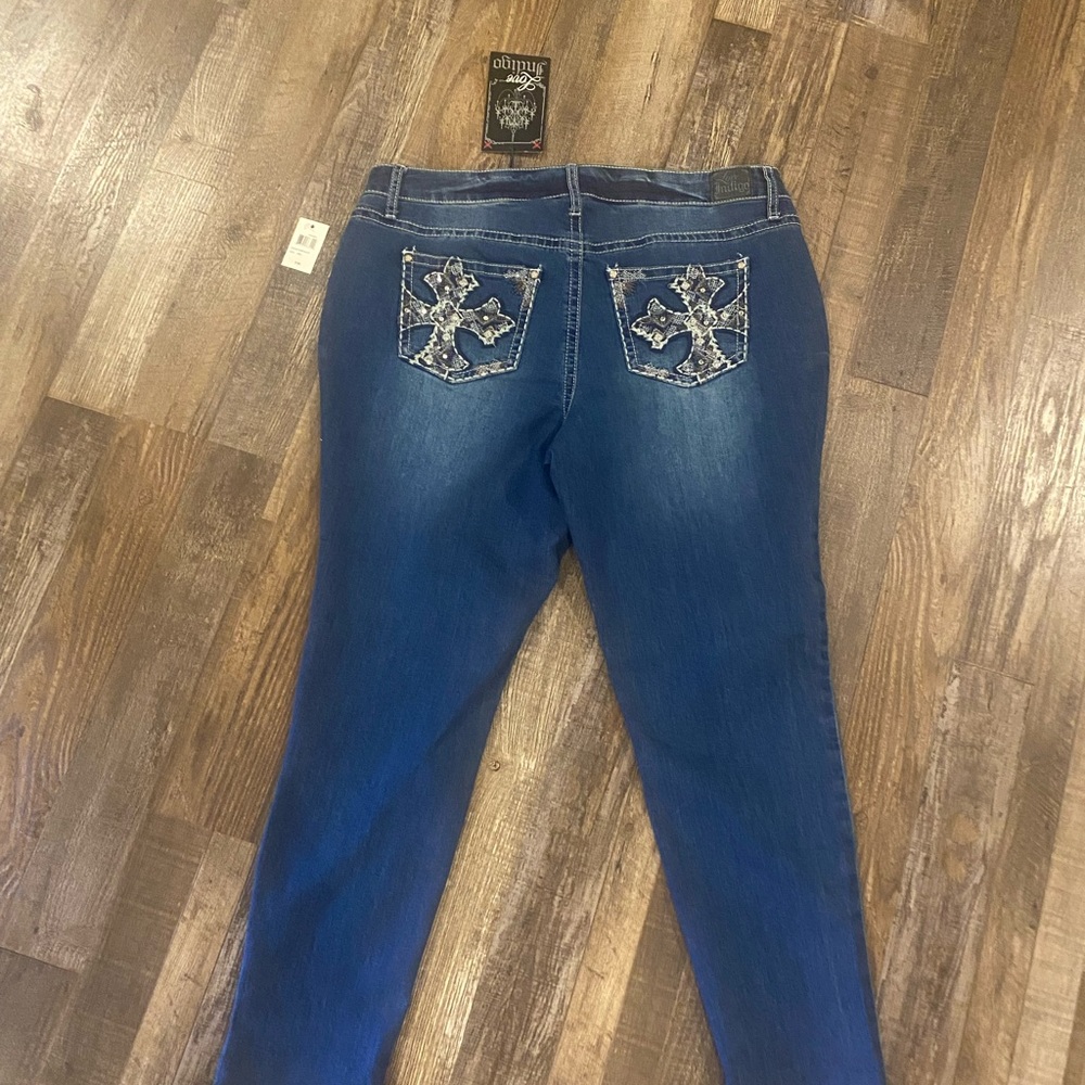 NWT - Woman’s Size 14, Dark Blue, Brand: Love Indigo, Skinny Jeans